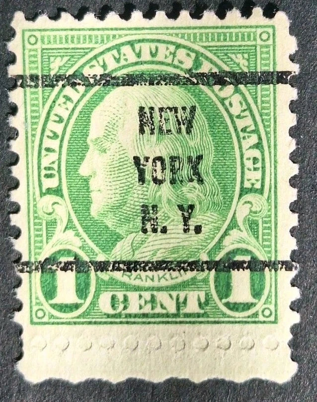 RARE Benjamin Franklin 1 Cent  Green Stamp Very Rare