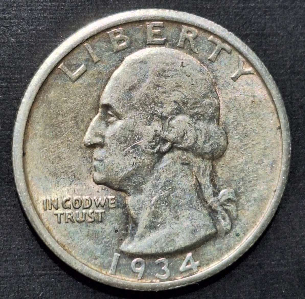 1934-P Medium Motto Washington Quarter BU