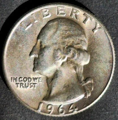 ⭐️1964 D WASHINGTON!⭐️SILVER  GEM BU+⭐️TONNED!!